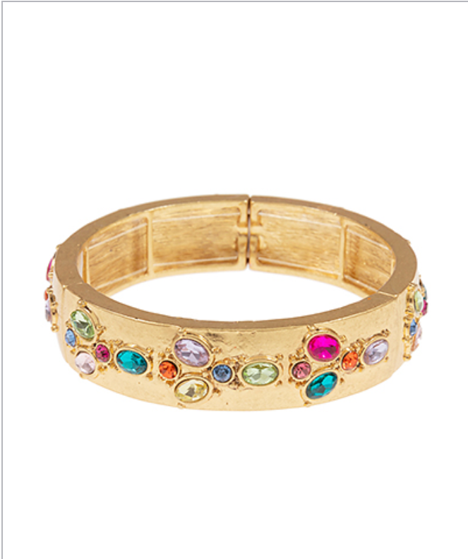 Vintage Encrusted Colorful Stone Bangle
