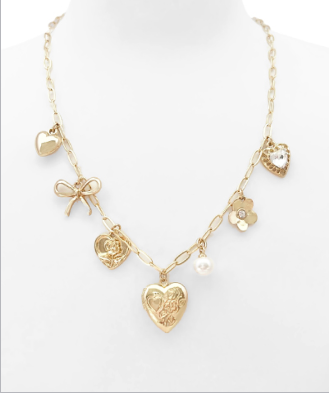 Heart & Bow Charm Necklace