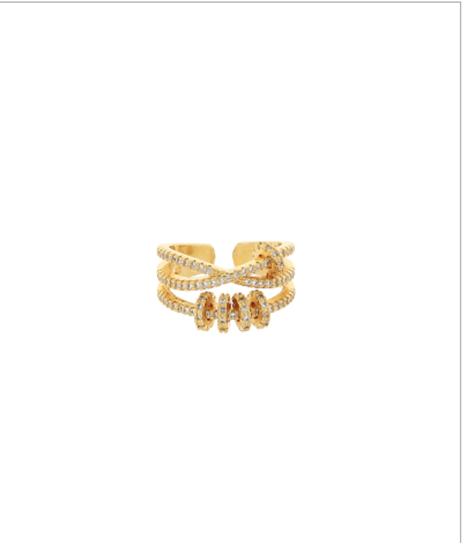 Pave X Shape Layered Ring