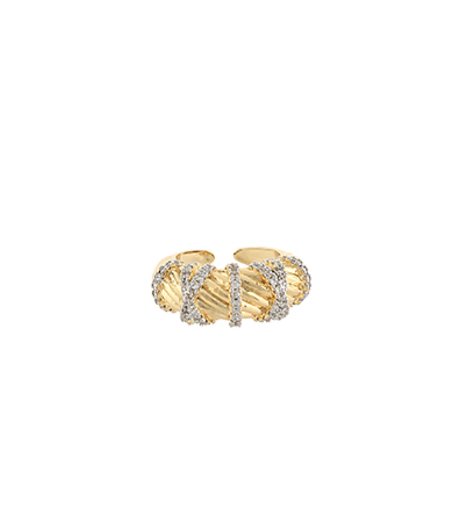 Pave Comb Patterned Ring