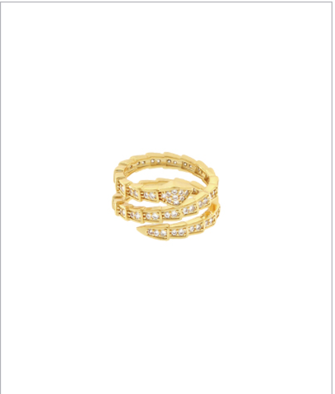 Pave Crystal Open Snake Ring