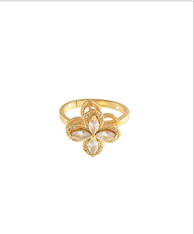 Pave CZ Clover Spinner Open Ring
