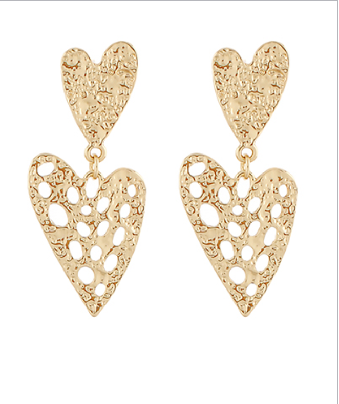 Heart Textured Dangle Earrings