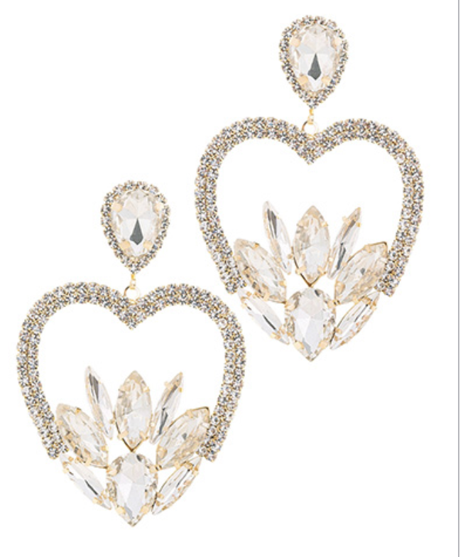 Heart W/ Teardrop Glass Earrings