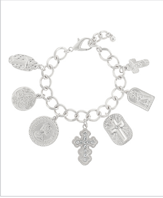 Byzantine Cross & Multi Charm Bracelet