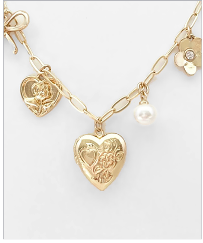 Heart & Bow Charm Necklace