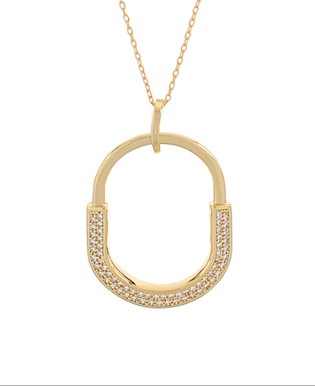 Pave Oval Pendent Necklace