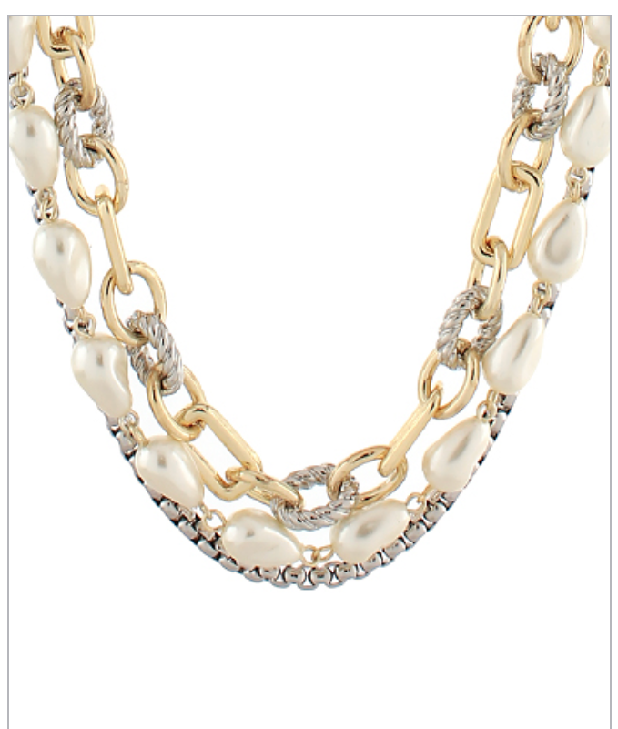 3 Layered Teardrop Pearl Necklace