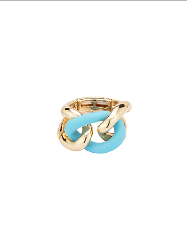 Epoxy Metal Link Stretchy Ring