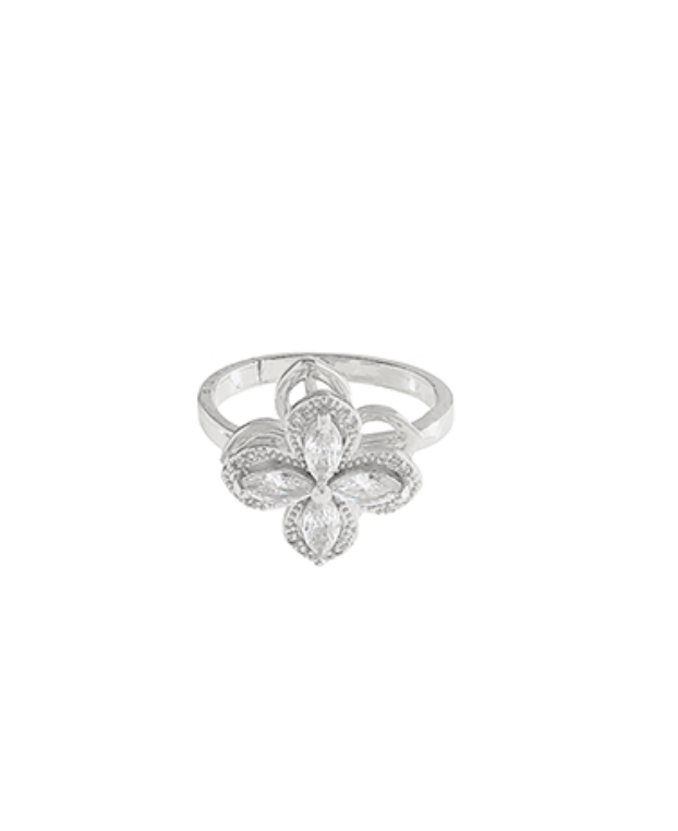 Pave CZ Clover Spinner Open Ring