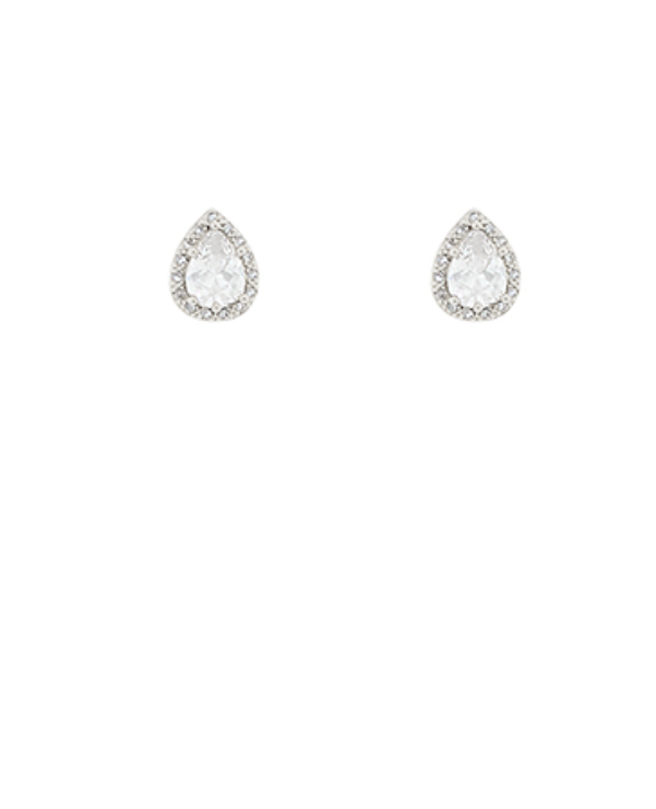 CZ Teardrop Stud Earrings