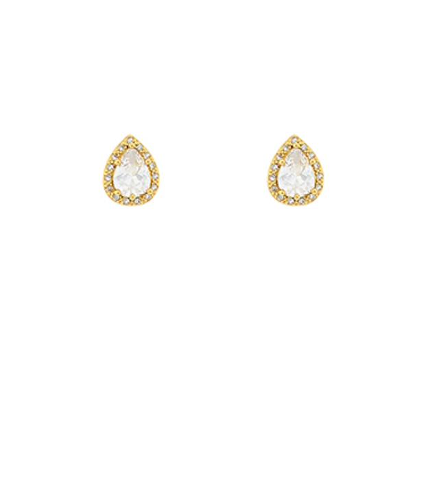 CZ Teardrop Stud Earrings