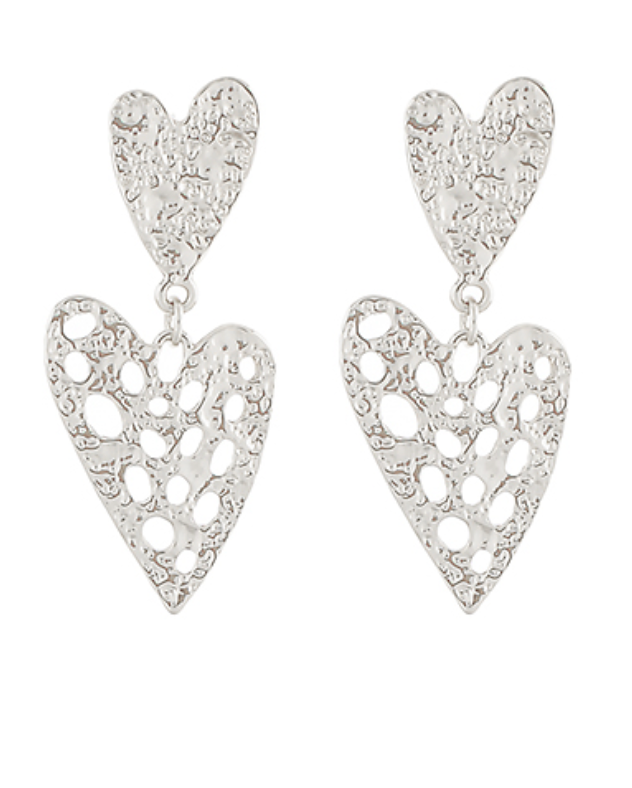 Heart Textured Dangle Earrings